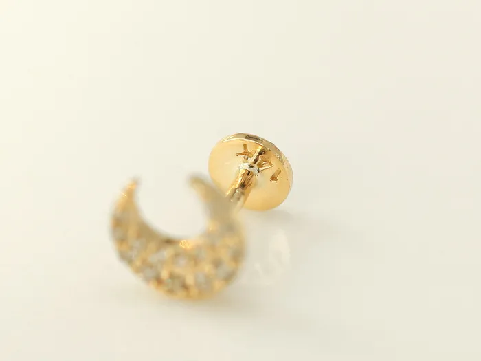 PreStyled Sets 14K Gold Delicate Crescent Labret Piercing 18G16G MinimalBijoux