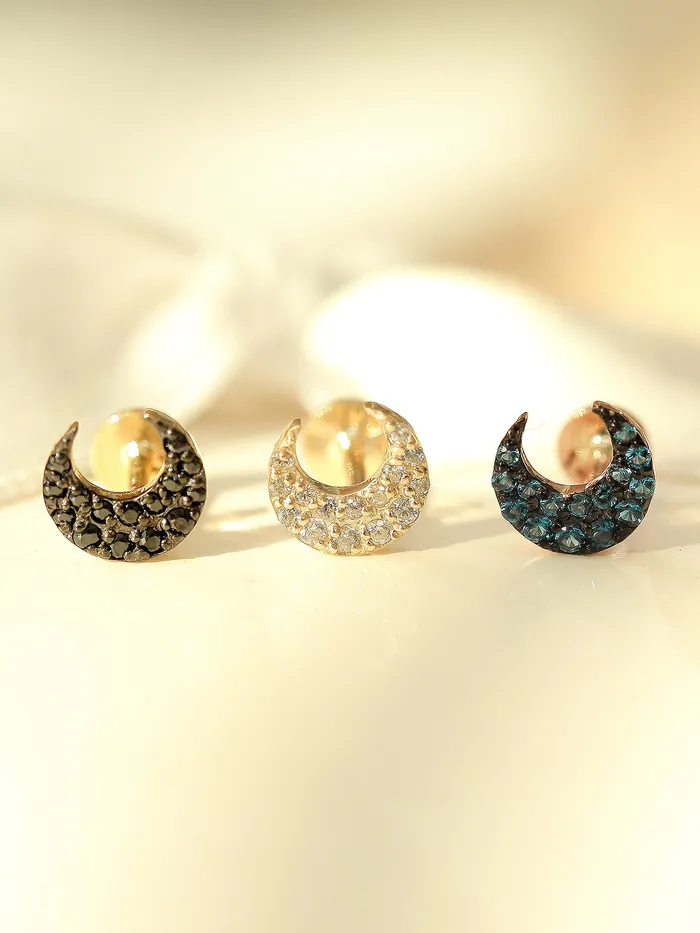 PreStyled Sets 14K Gold Delicate Crescent Labret Piercing 18G16G MinimalBijoux