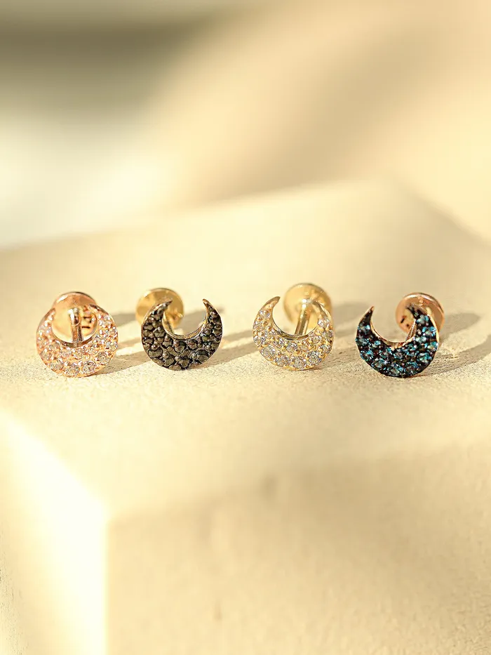 PreStyled Sets 14K Gold Delicate Crescent Labret Piercing 18G16G MinimalBijoux