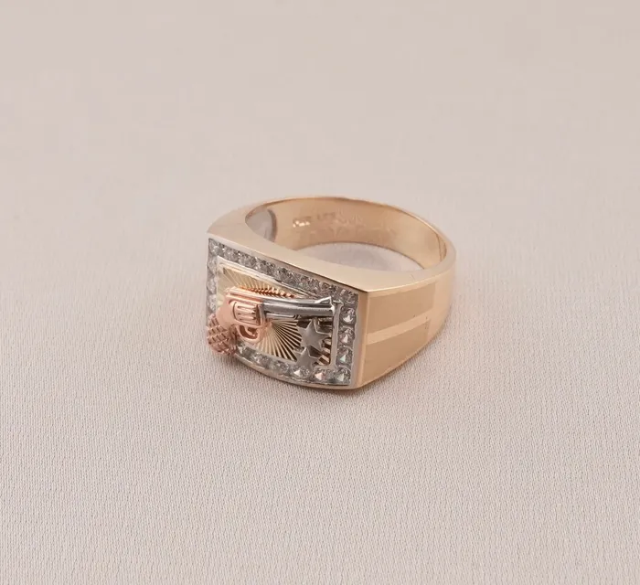 Rings AB and J 14K Gold Gun Mens Ring RG2716 Rings AB and J 14K Gold Gun Mens Ring RG2716