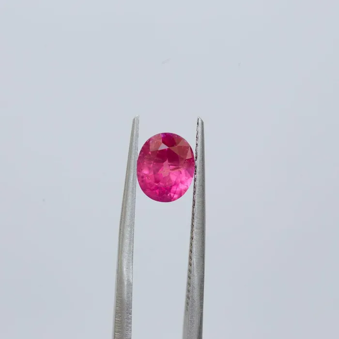 Rings Anueva Jewelry 161ct Oval Neon Pink Sapphire and Diamond Asymmetrical Ring in 14k Rose Gold