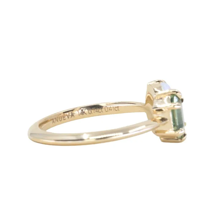 Rings Anueva Jewelry Toi Et Moi 074ct Hexagon Sapphire and 041ct Opal Ring in 14k Yellow gold
