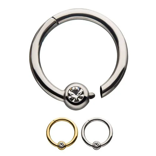 Rings Tulsa Body Jewelry Side CZ Hinged Segment Ring
