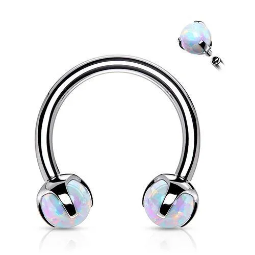 Tulsa Body Jewelry Bracelets 16g Prong Opal Stainless Circular Barbell