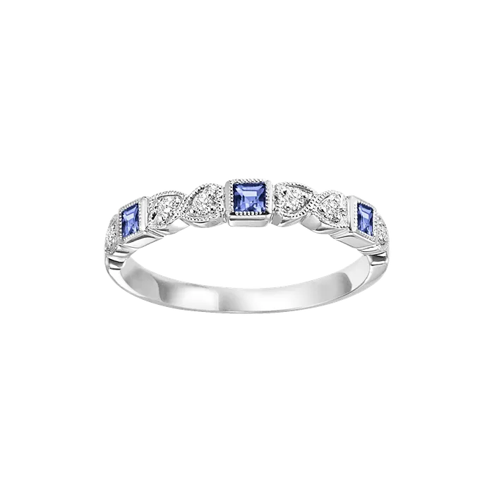 10K Gold Stackable Mix Bezel Diamond Sapphire Band International Diamond Center Rings 10K Gold Stackable Mix Bezel Diamond Sapphire Band International Diamond Center Rings