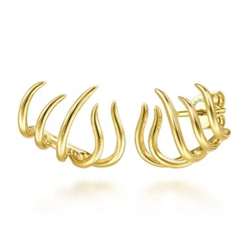 14K Yellow Gold Open Flame Stud Earrings International Diamond Center Earrings 14K Yellow Gold Open Flame Stud Earrings International Diamond Center Earrings