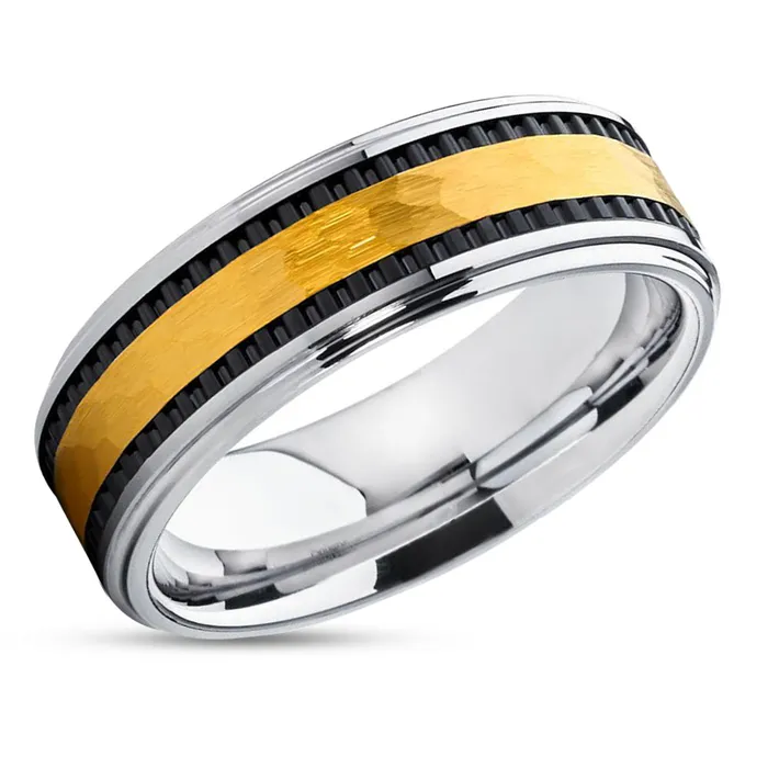 Clean Casting Jewelry Rings Yellow Gold Tungsten Ring Black Tungsten Yellow Gold Tungsten Band 8mm Ring Clean Casting Jewelry Rings Yellow Gold Tungsten Ring Black Tungsten Yellow Gold Tungsten Band 8mm Ring