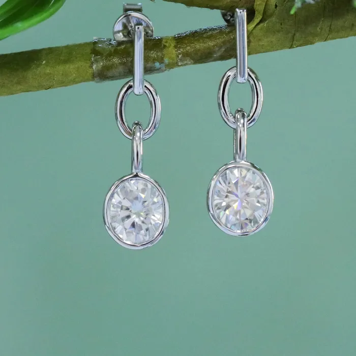 Earrings Luxus Moissanite Rings Jewelry 10k White Gold Platinum Plated Silver Moissanite Earrings 2ctw Earrings Luxus Moissanite Rings Jewelry 10k White Gold Platinum Plated Silver Moissanite Earrings 2ctw