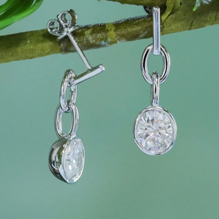 Earrings Luxus Moissanite Rings Jewelry 10k White Gold Platinum Plated Silver Moissanite Earrings 2ctw Earrings Luxus Moissanite Rings Jewelry 10k White Gold Platinum Plated Silver Moissanite Earrings 2ctw