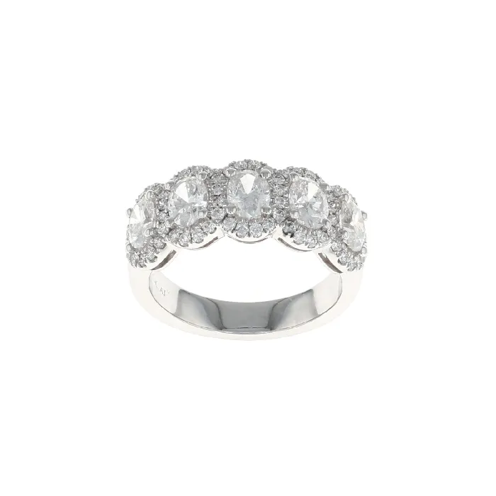Five Stone Oval Diamond Halo Pave Ring 195CTW Shop IDC estore Rings