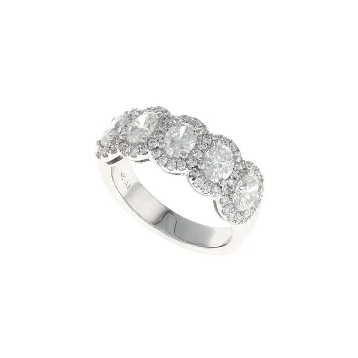 Five Stone Oval Diamond Halo Pave Ring 195CTW Shop IDC estore Rings