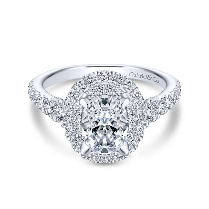 Gabriel Rosette Collection White Gold Double Halo Engagement Ring 088 CTW International Diamond Center Rings Gabriel Rosette Collection White Gold Double Halo Engagement Ring 088 CTW International Diamond Center Rings