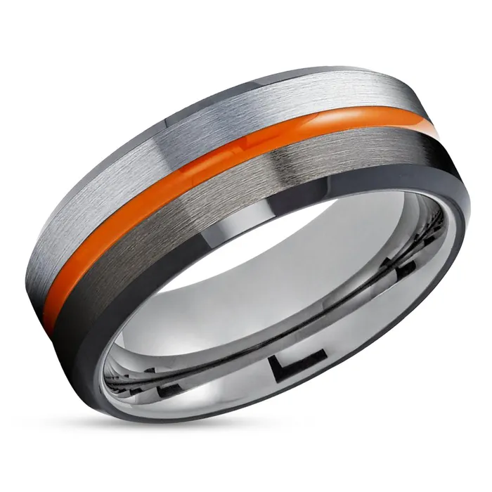 Gunmetal Tungsten Wedding Ring Orange Tungsten Ring Black Tungsten Ring Brush Clean Casting Jewelry Rings Gunmetal Tungsten Wedding Ring Orange Tungsten Ring Black Tungsten Ring Brush Clean Casting Jewelry Rings