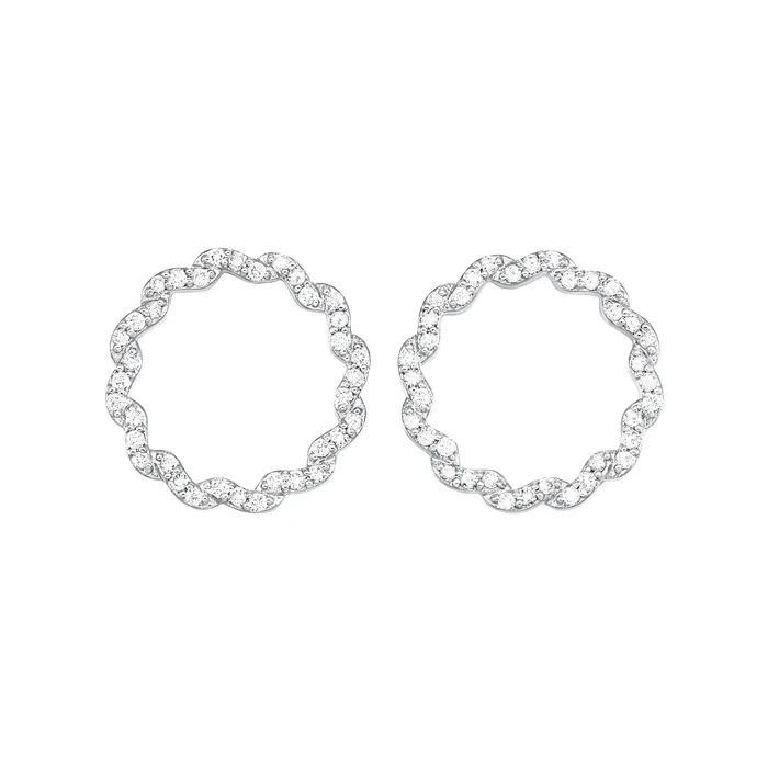 International Diamond Center Earrings White Gold Diamond Circle Fashion Earrings 1 ctw International Diamond Center Earrings White Gold Diamond Circle Fashion Earrings 1 ctw