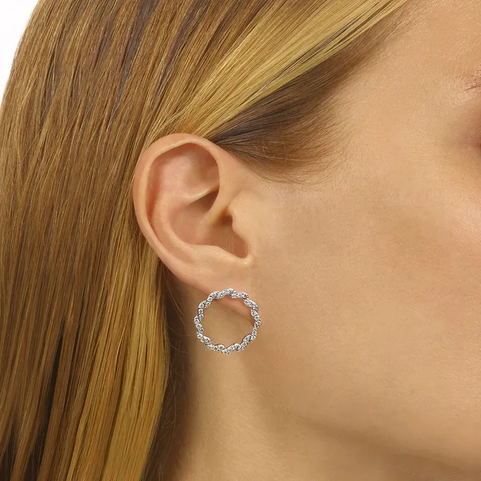 International Diamond Center Earrings White Gold Diamond Circle Fashion Earrings 1 ctw International Diamond Center Earrings White Gold Diamond Circle Fashion Earrings 1 ctw