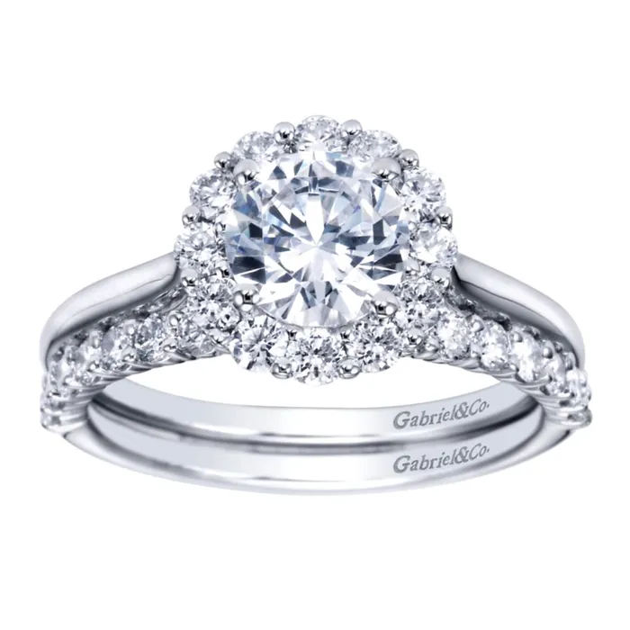 International Diamond Center Rings Gabriel Bridal Collection White Gold Bold Diamond Halo Rounded Shank Engagement Ring 042 ctw International Diamond Center Rings Gabriel Bridal Collection White Gold Bold Diamond Halo Rounded Shank Engagement Ring 042 ctw