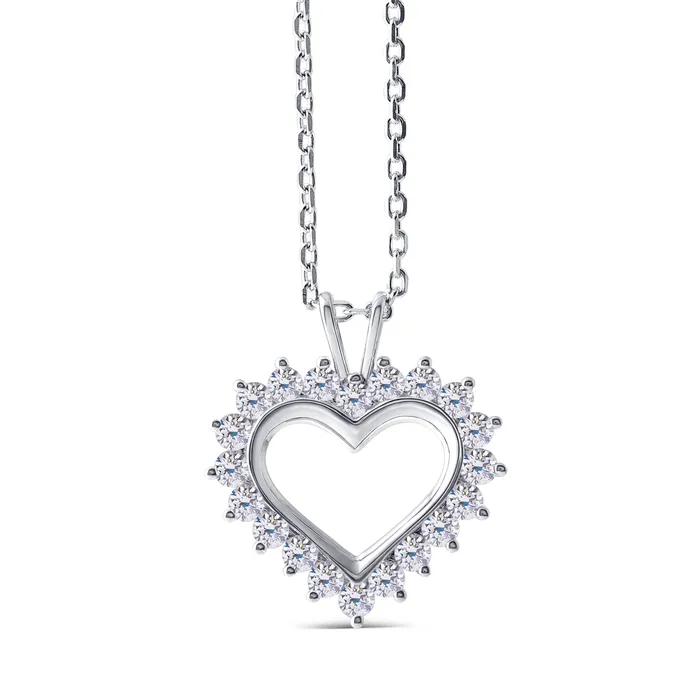 Luxus Moissanite Rings Jewelry 14k White Gold Moissanite Heart Necklace Pendant 13ctw Necklaces Luxus Moissanite Rings Jewelry 14k White Gold Moissanite Heart Necklace Pendant 13ctw Necklaces