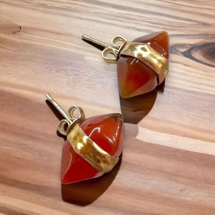 Natural Double Terminated Stud Gemstone Earrings Magic Crystals Earrings