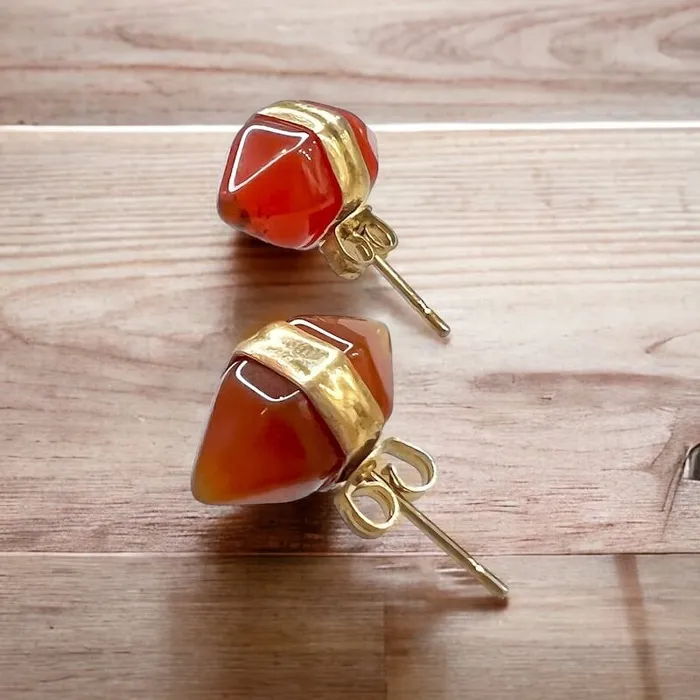 Natural Double Terminated Stud Gemstone Earrings Magic Crystals Earrings