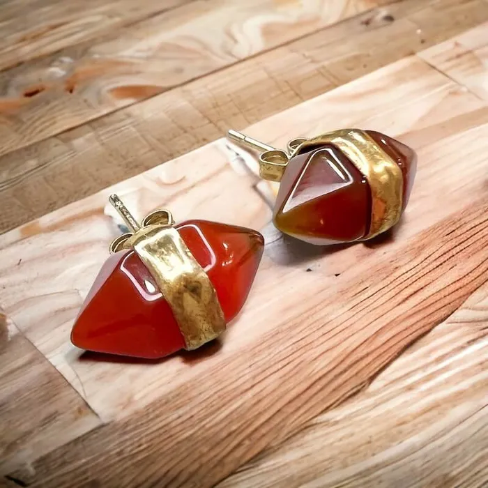 Natural Double Terminated Stud Gemstone Earrings Magic Crystals Earrings