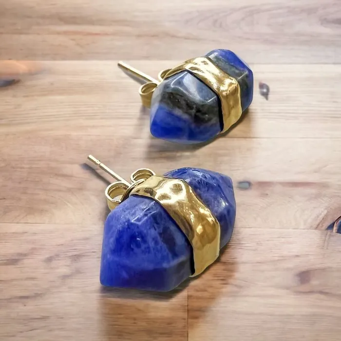 Natural Double Terminated Stud Gemstone Earrings Magic Crystals Earrings