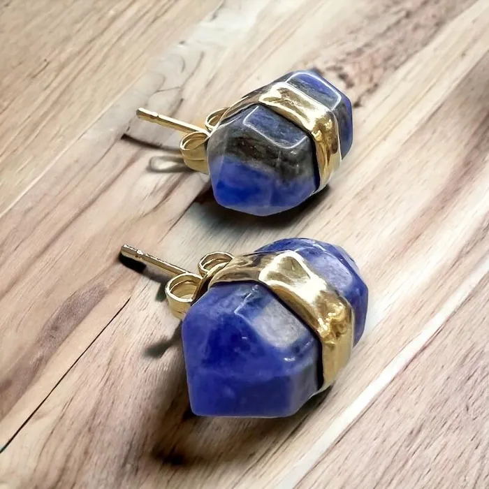 Natural Double Terminated Stud Gemstone Earrings Magic Crystals Earrings