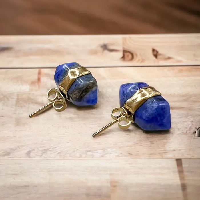 Natural Double Terminated Stud Gemstone Earrings Magic Crystals Earrings