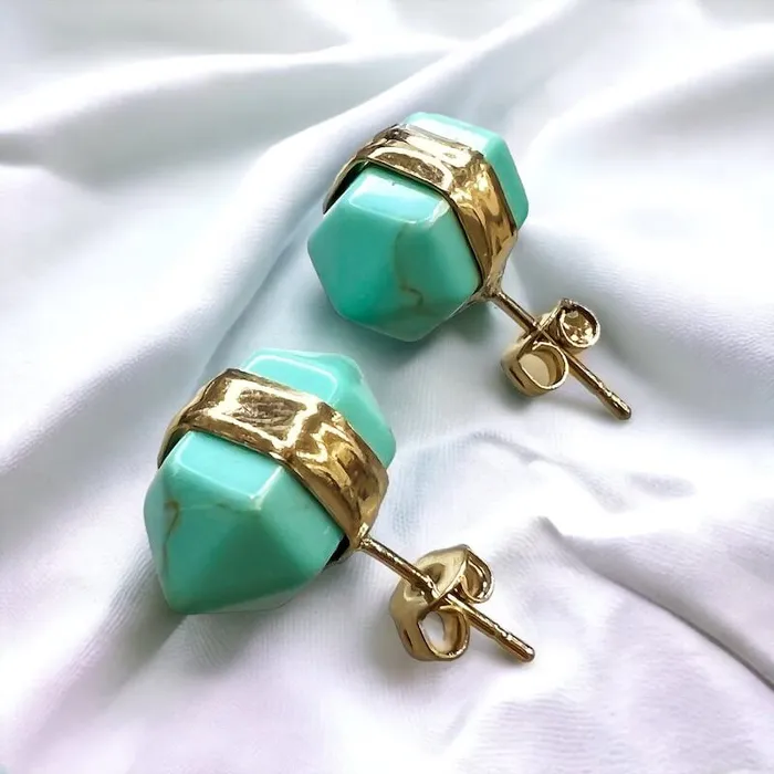 Natural Double Terminated Stud Gemstone Earrings Magic Crystals Earrings