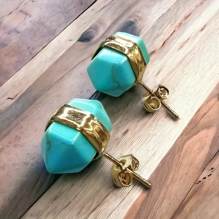 Natural Double Terminated Stud Gemstone Earrings Magic Crystals Earrings
