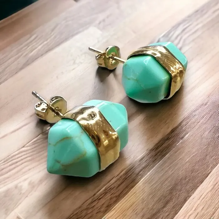 Natural Double Terminated Stud Gemstone Earrings Magic Crystals Earrings