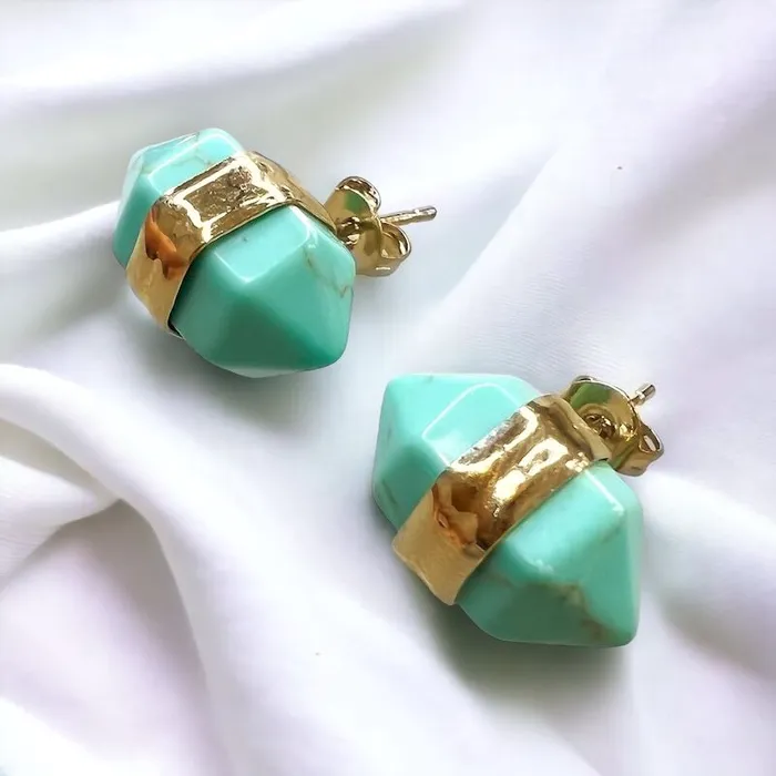 Natural Double Terminated Stud Gemstone Earrings Magic Crystals Earrings