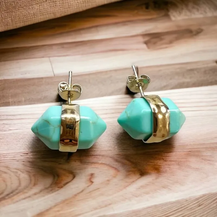 Natural Double Terminated Stud Gemstone Earrings Magic Crystals Earrings