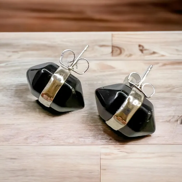 Natural Double Terminated Stud Gemstone Earrings Magic Crystals Earrings