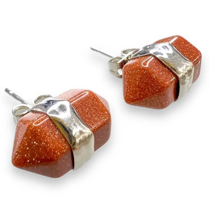 Natural Double Terminated Stud Gemstone Earrings Magic Crystals Earrings