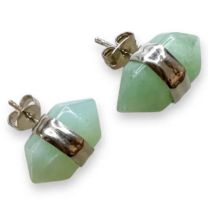 Natural Double Terminated Stud Gemstone Earrings Magic Crystals Earrings