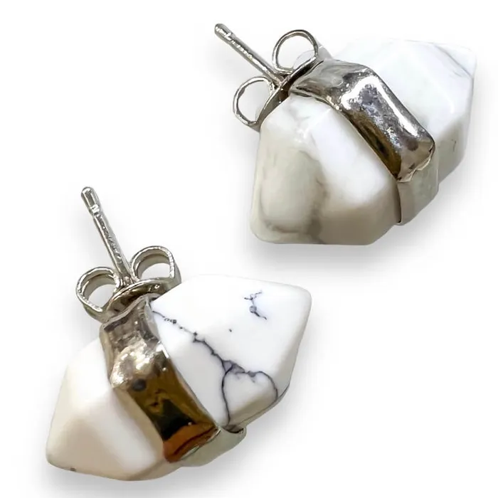 Natural Double Terminated Stud Gemstone Earrings Magic Crystals Earrings