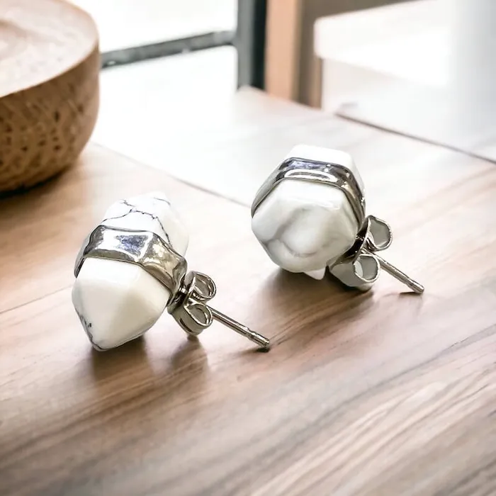 Natural Double Terminated Stud Gemstone Earrings Magic Crystals Earrings