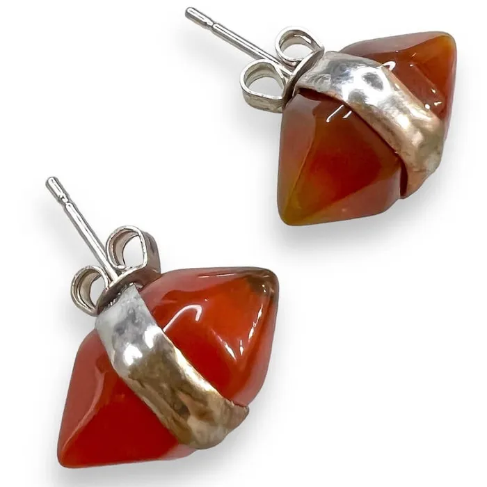 Natural Double Terminated Stud Gemstone Earrings Magic Crystals Earrings