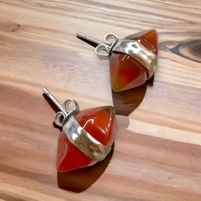 Natural Double Terminated Stud Gemstone Earrings Magic Crystals Earrings
