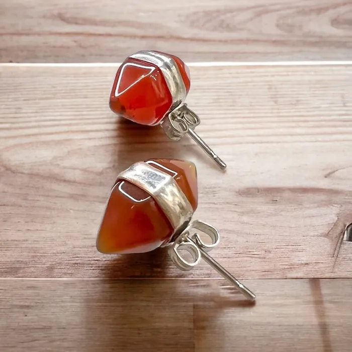 Natural Double Terminated Stud Gemstone Earrings Magic Crystals Earrings