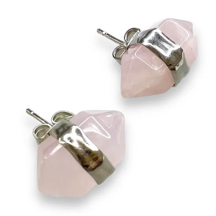 Natural Double Terminated Stud Gemstone Earrings Magic Crystals Earrings
