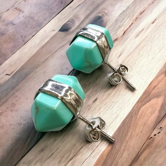 Natural Double Terminated Stud Gemstone Earrings Magic Crystals Earrings