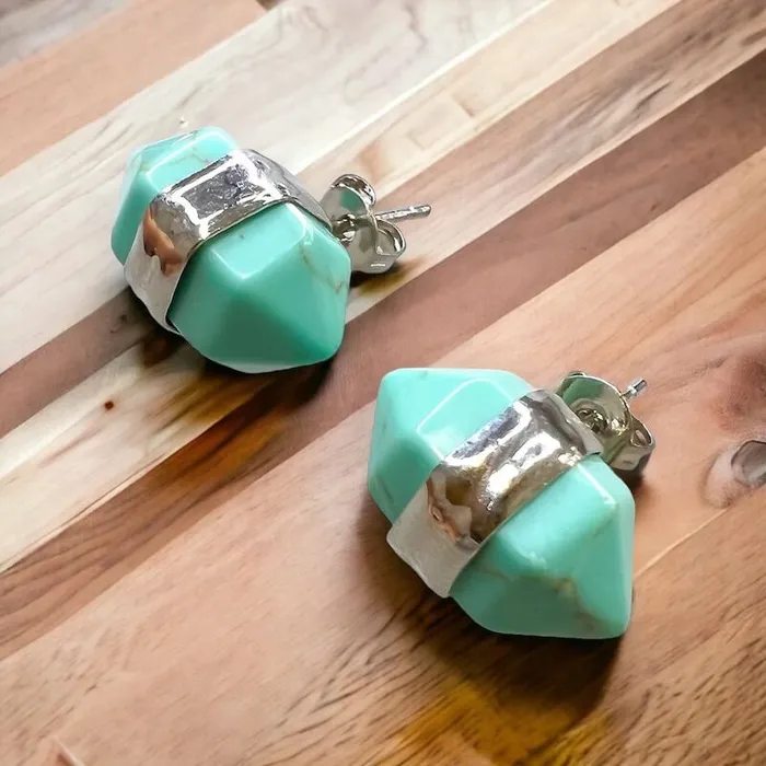 Natural Double Terminated Stud Gemstone Earrings Magic Crystals Earrings