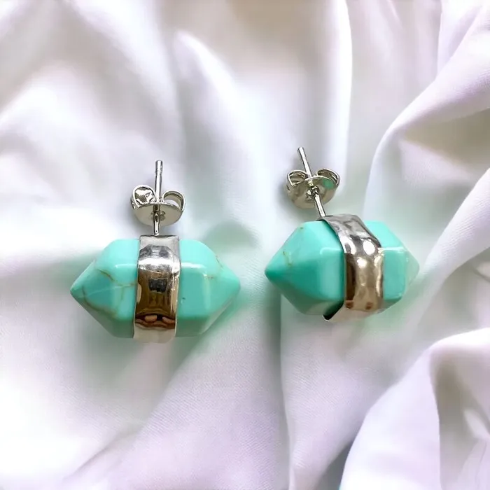 Natural Double Terminated Stud Gemstone Earrings Magic Crystals Earrings