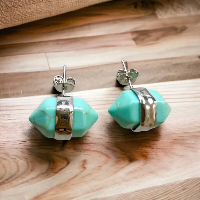 Natural Double Terminated Stud Gemstone Earrings Magic Crystals Earrings