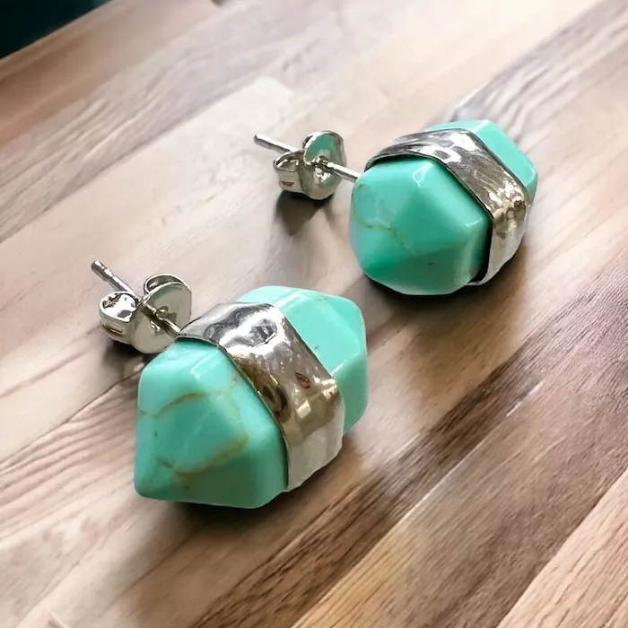 Natural Double Terminated Stud Gemstone Earrings Magic Crystals Earrings