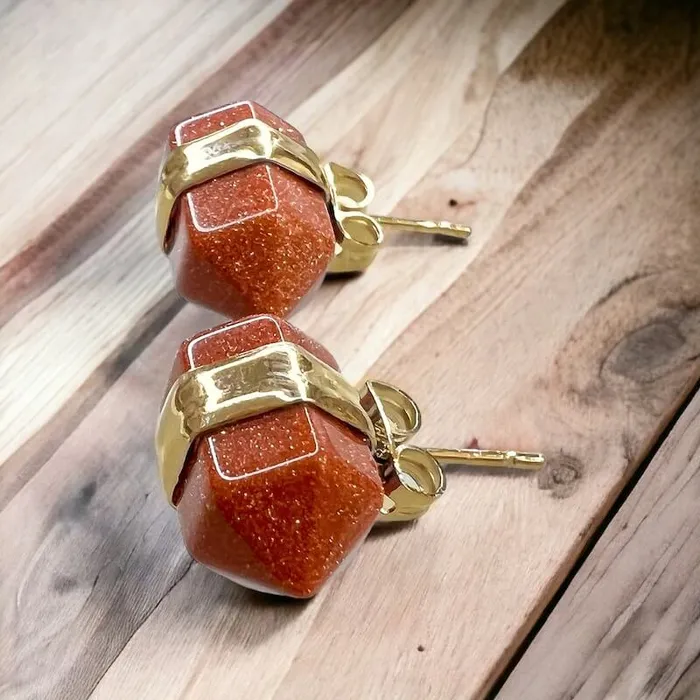 Natural Double Terminated Stud Gemstone Earrings Magic Crystals Earrings