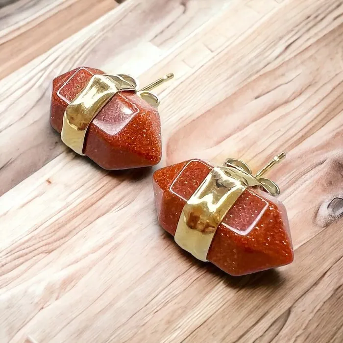 Natural Double Terminated Stud Gemstone Earrings Magic Crystals Earrings