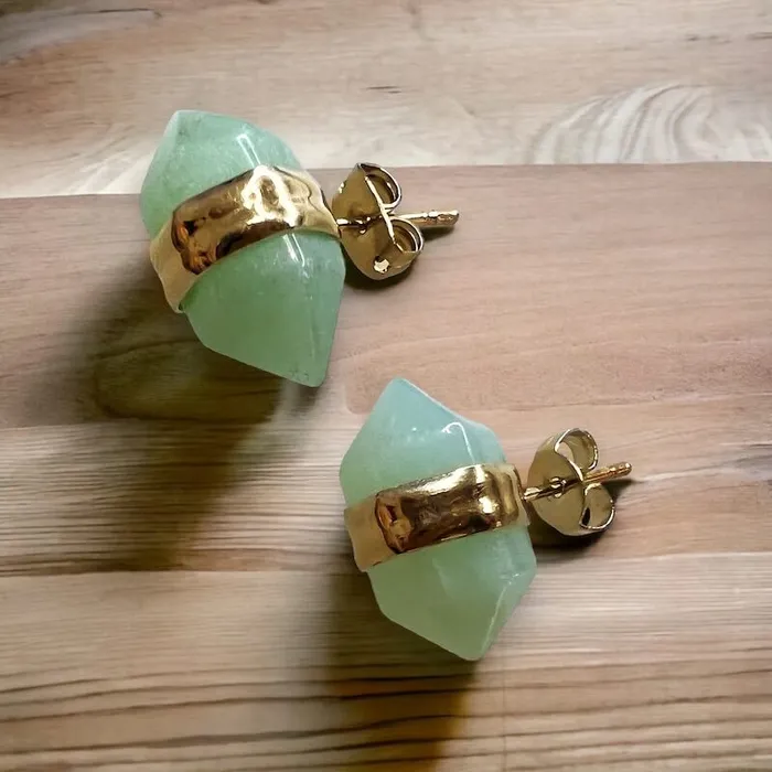 Natural Double Terminated Stud Gemstone Earrings Magic Crystals Earrings