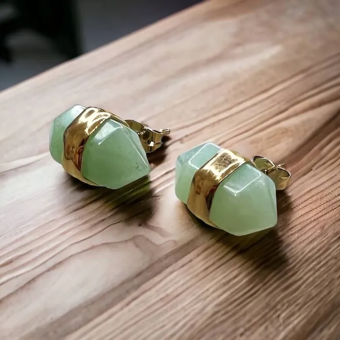 Natural Double Terminated Stud Gemstone Earrings Magic Crystals Earrings